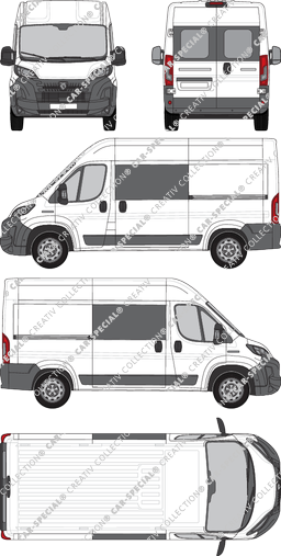 Peugeot Boxer, Kastenwagen, L2H2, Heck verglast, Doppelkabine, Rear Wing Doors, 2 Sliding Doors (2024)