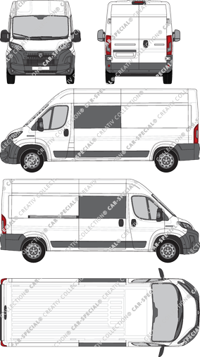 Peugeot Boxer, van/transporter, L3H2, double cab, Rear Wing Doors, 1 Sliding Door (2024)