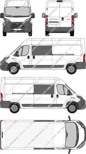 Peugeot Boxer, Kastenwagen, L3H2, Doppelkabine, Rear Wing Doors, 2 Sliding Doors (2024)