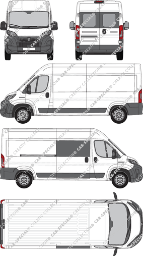 Peugeot Boxer, Kastenwagen, L3H2, teilverglast rechts, Heck vergl., Rear Wing Doors, 1 Sliding Door (2024)