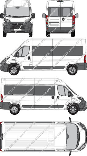 Peugeot Boxer, minibus, L3H2, Rear Wing Doors, 1 Sliding Door (2024)