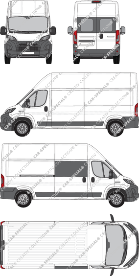 Peugeot Boxer, van/transporter, L3H3, teilverglast rechts, Heck vergl., Rear Wing Doors, 1 Sliding Door (2024)