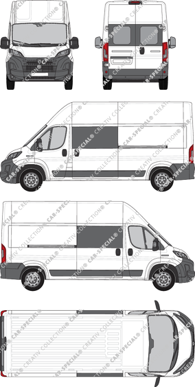 Peugeot Boxer, van/transporter, L3H3, rear window, double cab, Rear Wing Doors, 2 Sliding Doors (2024)