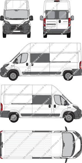 Peugeot Boxer, Kastenwagen, L3H3, Heck verglast, Doppelkabine, Rear Wing Doors, 2 Sliding Doors (2024)