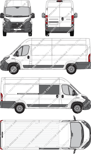 Peugeot Boxer, Kastenwagen, L4H2, teilverglast rechts, Rear Wing Doors, 1 Sliding Door (2024)