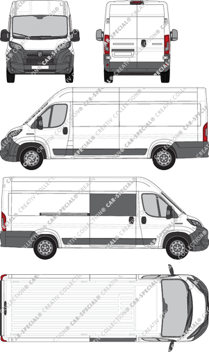 Peugeot Boxer, fourgon, L4H2, teilverglast rechts, Rear Wing Doors, 1 Sliding Door (2024)