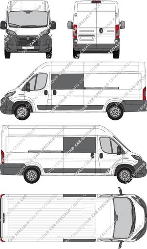 Peugeot Boxer, furgón, L4H2, cabina doble, Rear Wing Doors, 2 Sliding Doors (2024)