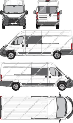 Peugeot Boxer, van/transporter, L4H2, rear window, double cab, Rear Wing Doors, 2 Sliding Doors (2024)