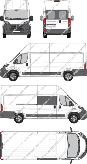 Peugeot Boxer, Kastenwagen, L4H3, teilverglast rechts, Heck vergl., Rear Wing Doors, 1 Sliding Door (2024)