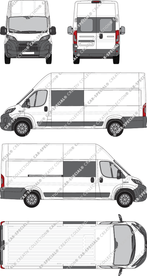 Peugeot Boxer, van/transporter, L4H3, rear window, double cab, Rear Wing Doors, 1 Sliding Door (2024)