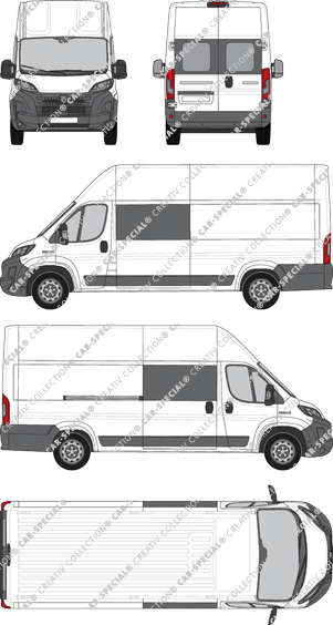 Peugeot Boxer, Kastenwagen, L4H3, Heck verglast, Doppelkabine, Rear Wing Doors, 1 Sliding Door (2024)