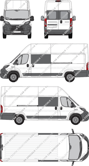 Peugeot Boxer, furgón, L4H3, ventana de parte trasera, cabina doble, Rear Wing Doors, 2 Sliding Doors (2024)