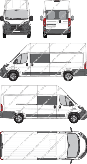 Peugeot Boxer, fourgon, L4H3, Heck verglast, double cabine, Rear Wing Doors, 2 Sliding Doors (2024)