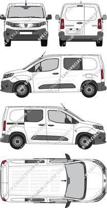 Peugeot Partner, furgón, cabina doble, Rear Wing Doors, 1 Sliding Door (2024)