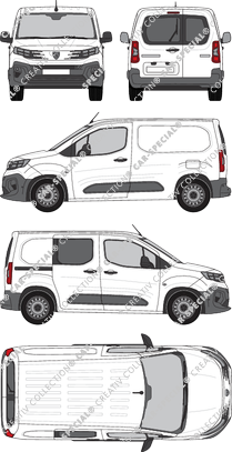 Peugeot Partner, van/transporter, teilverglast rechts, Heck vergl., Rear Wing Doors, 1 Sliding Door (2024)