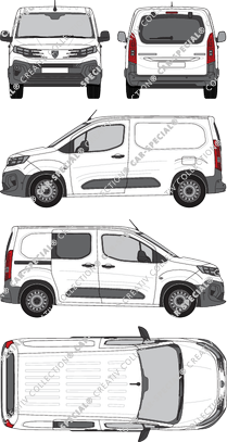 Peugeot Partner, van/transporter, teilverglast rechts, Rear Flap, 1 Sliding Door (2024)