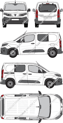 Peugeot Partner, van/transporter, rear window, double cab, Rear Flap, 1 Sliding Door (2024)