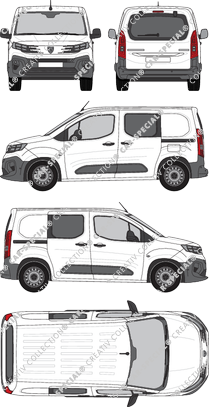 Peugeot Partner, van/transporter, rear window, double cab, Rear Flap, 2 Sliding Doors (2024)