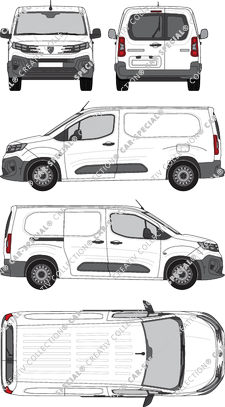 Peugeot Partner, van/transporter, rear window, Rear Wing Doors, 1 Sliding Door (2024)