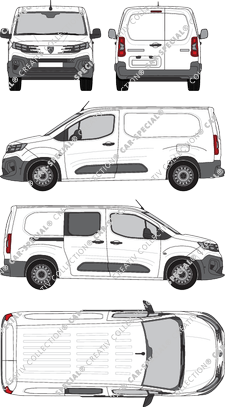 Peugeot Partner, Kastenwagen, teilverglast rechts, Rear Wing Doors, 1 Sliding Door (2024)