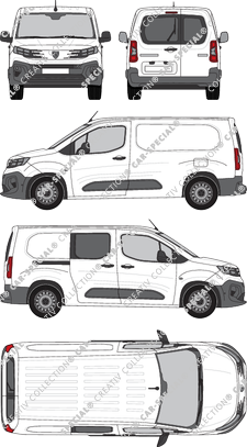 Peugeot Partner, Kastenwagen, teilverglast rechts, Heck vergl., Rear Wing Doors, 1 Sliding Door (2024)