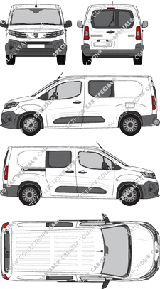 Peugeot Partner, van/transporter, rear window, double cab, Rear Wing Doors, 1 Sliding Door (2024)