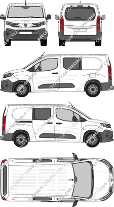 Peugeot Partner, furgone, vitre arrière, Doppelkabine, Rear Flap, 1 Sliding Door (2024)