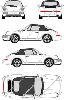 Porsche 911 Carrera, 964 C2, Descapotable, 2 Doors (1990)