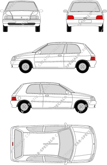 Renault Clio, Kombilimousine, 3 Doors (1990)