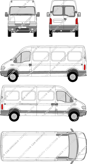 Renault Master, van/transporter, L3H2, rear window, Rear Wing Doors, 1 Sliding Door (1997)