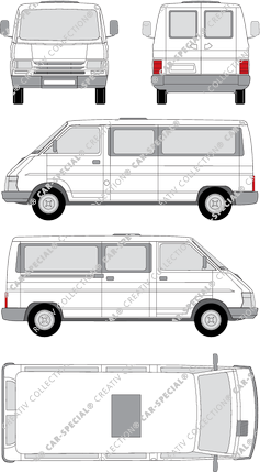 Renault Trafic T7BE/T7BG, T7BE/T7BG, minibus, long, Rear Wing Doors, 1 Sliding Door (1994)