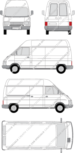 Renault Trafic TB2E/TB2G, TB2E/TB2G, van/transporter, high roof, long, rear window (1994)