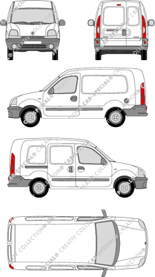 Renault Kangoo, Maxi, furgón, Rear Wing Doors, 1 Sliding Door (1997)