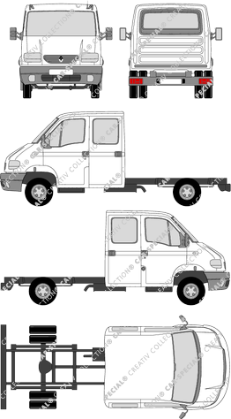 Renault Mascott, middle short frame, Chassis for superstructures, double cab (1999)