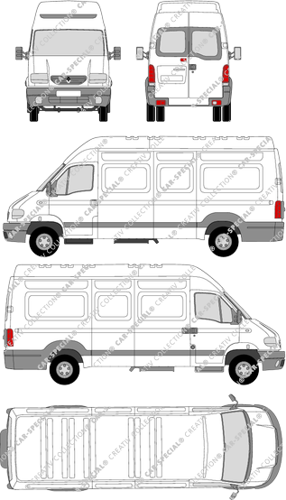 Renault Mascott, furgón, largo, ventana de parte trasera (1999)