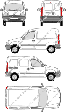 Renault Kangoo, fourgon, Rear Wing Doors, 1 Sliding Door (1997)