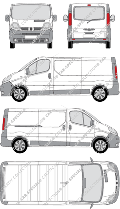 Renault Trafic, furgone, L2H1, vitre arrière, Rear Flap, 1 Sliding Door (2001)