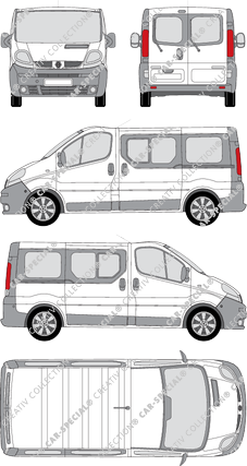 Renault Trafic, minibus, L1H1, Rear Wing Doors, 2 Sliding Doors (2001)
