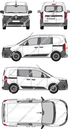 Renault Kangoo Van, furgón, L1, ventana de parte trasera, cabina doble, Rear Wing Doors, 2 Sliding Doors (2021)
