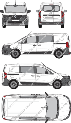 Renault Kangoo Van E-Tech, fourgon, L2, Heck verglast, double cabine, Rear Wing Doors, 2 Sliding Doors (2022)