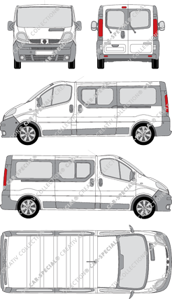 Renault Trafic, minibus, L2H1, Rear Wing Doors, 2 Sliding Doors (2001)