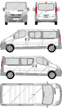 Renault Trafic, microbús, L2H1, Rear Flap, 2 Sliding Doors (2001)
