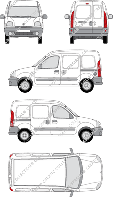 Renault Kangoo, furgón, Rear Wing Doors, 2 Sliding Doors (1997)