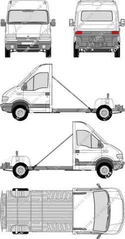 Renault Master, châssis da piattaforma, L2H2, cabina individual (1999)