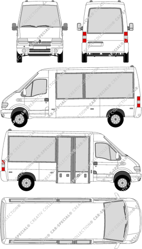 Renault Master City Maxi Shuttle, City Maxi Shuttle, bus, Rear Wing Doors, 1 Sliding Door (1997)