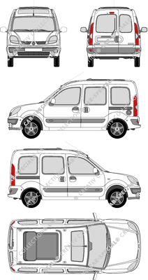 Renault Kangoo, Hochdachkombi, verglast, Rear Wing Doors, 2 Sliding Doors (2003)