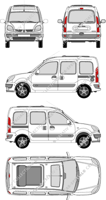 Renault Kangoo, Hochdachkombi, verglast, Rear Flap, 2 Sliding Doors (2003)