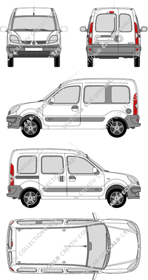 Renault Kangoo, fourgon, verglast, Rear Wing Doors, 1 Sliding Door (2003)