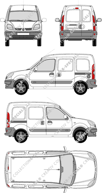 Renault Kangoo, furgone, Rear Wing Doors, 2 Sliding Doors (2003)