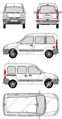 Renault Kangoo, furgón, acristalado, Rear Flap, 1 Sliding Door (2003)